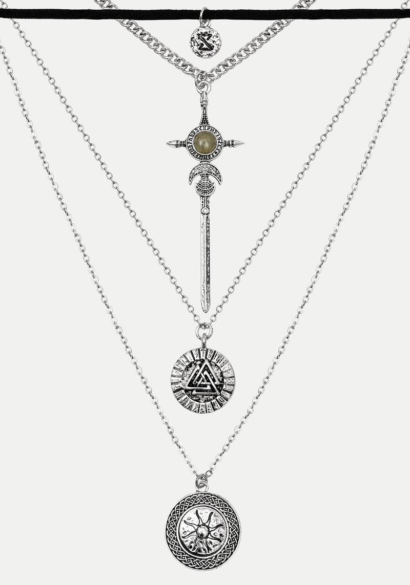 Valkyrie 4 Layered Rune Choker Necklace