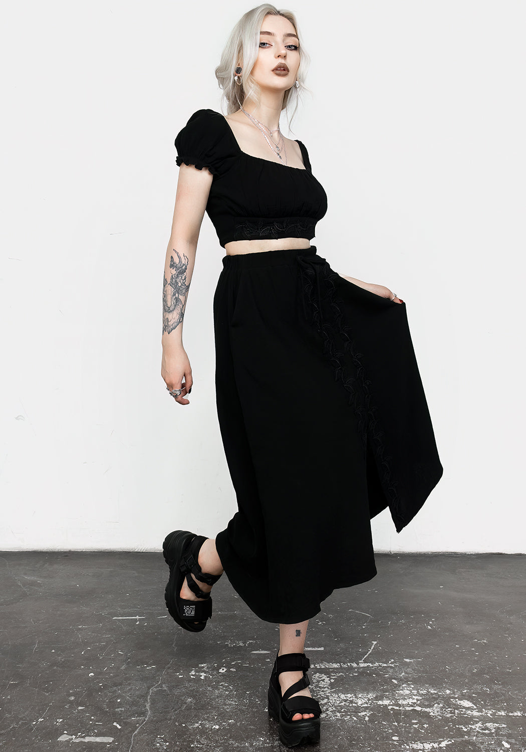 Vine Textured Midi Skirt | Disturbia - Shop Women's Gothic