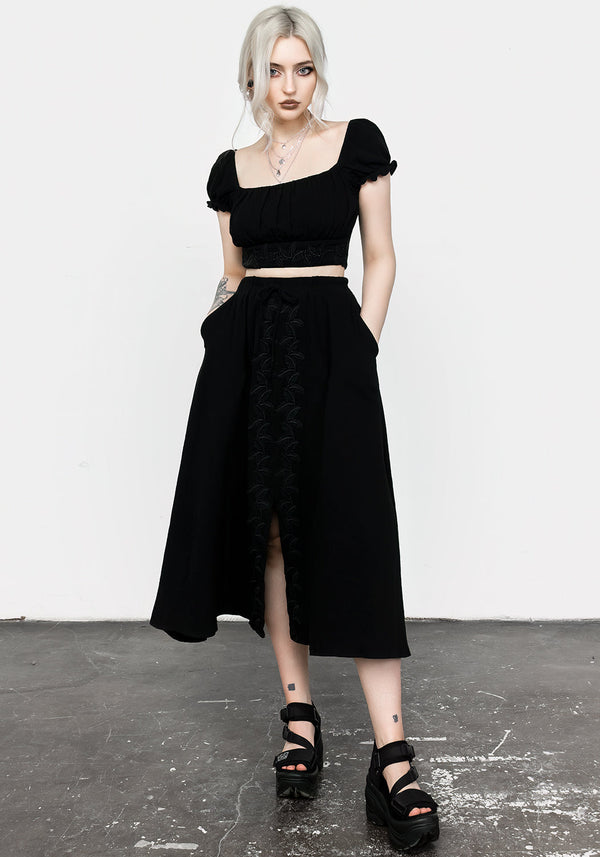 Trendy Black Denim Maxi Skirt | ShopDressUp – Dress Up
