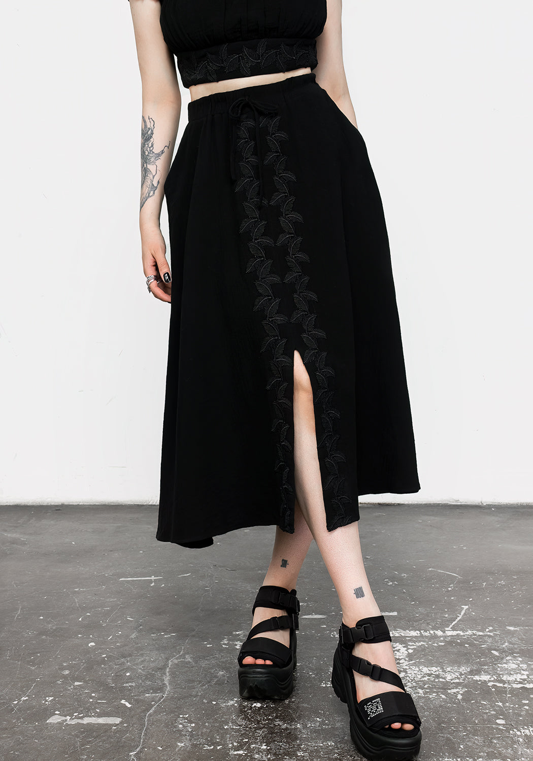 Vine Textured Midi Skirt | Disturbia - Shop Women's Gothic