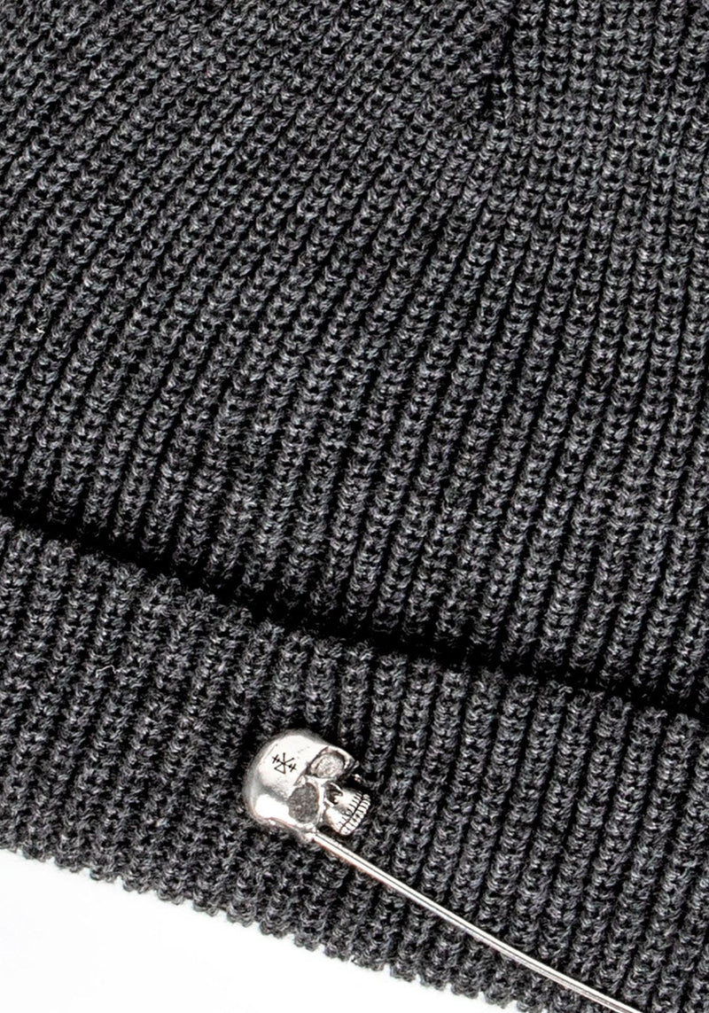 Skull Pin Knit Beanie